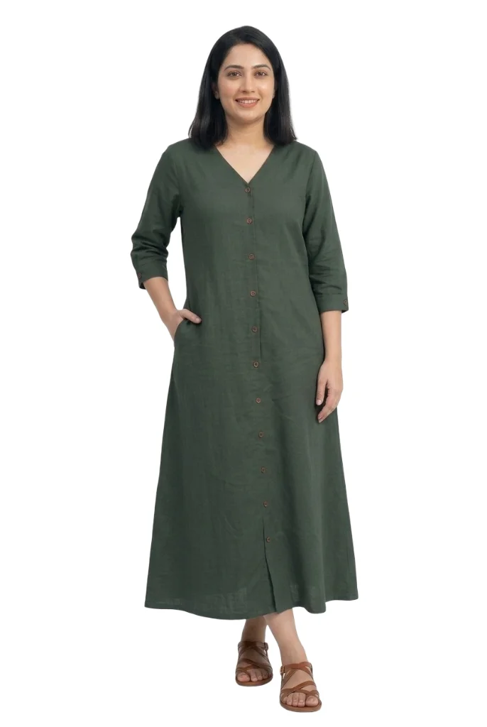 Green Midi Western Dress